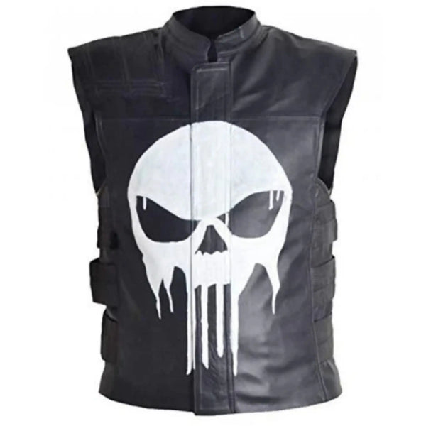 The Punisher Black Leather Vest