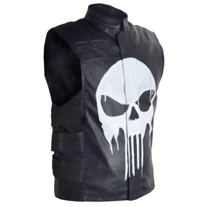 The Punisher Black Leather Vest