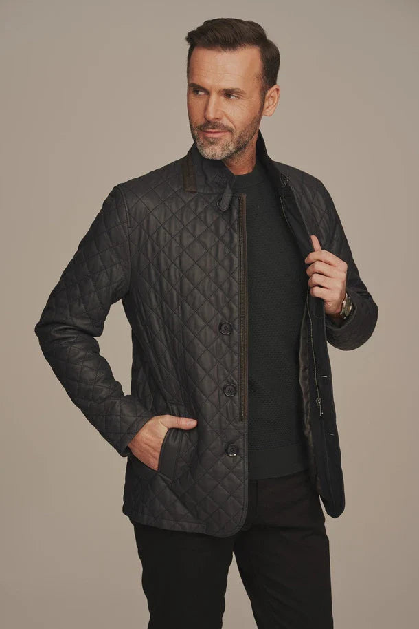 Men's Black Quilted Leather Jacket