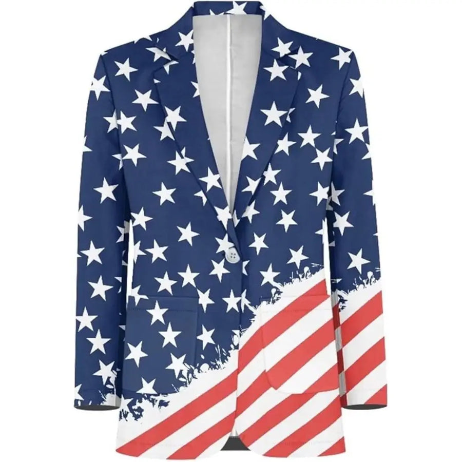 Men's Classic USA Notched Lapel Casual Blazer