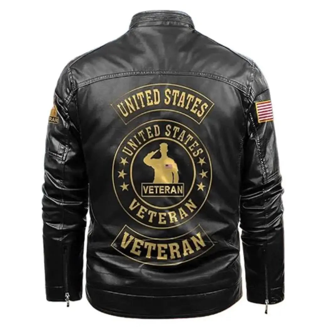 US Army Black Veteran Lambskin Leather Jacket