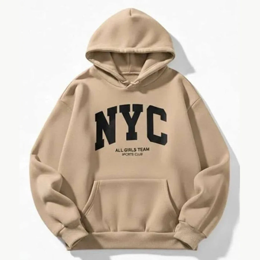 Unisex Beige Cozy Fleece Pullover Hoodie