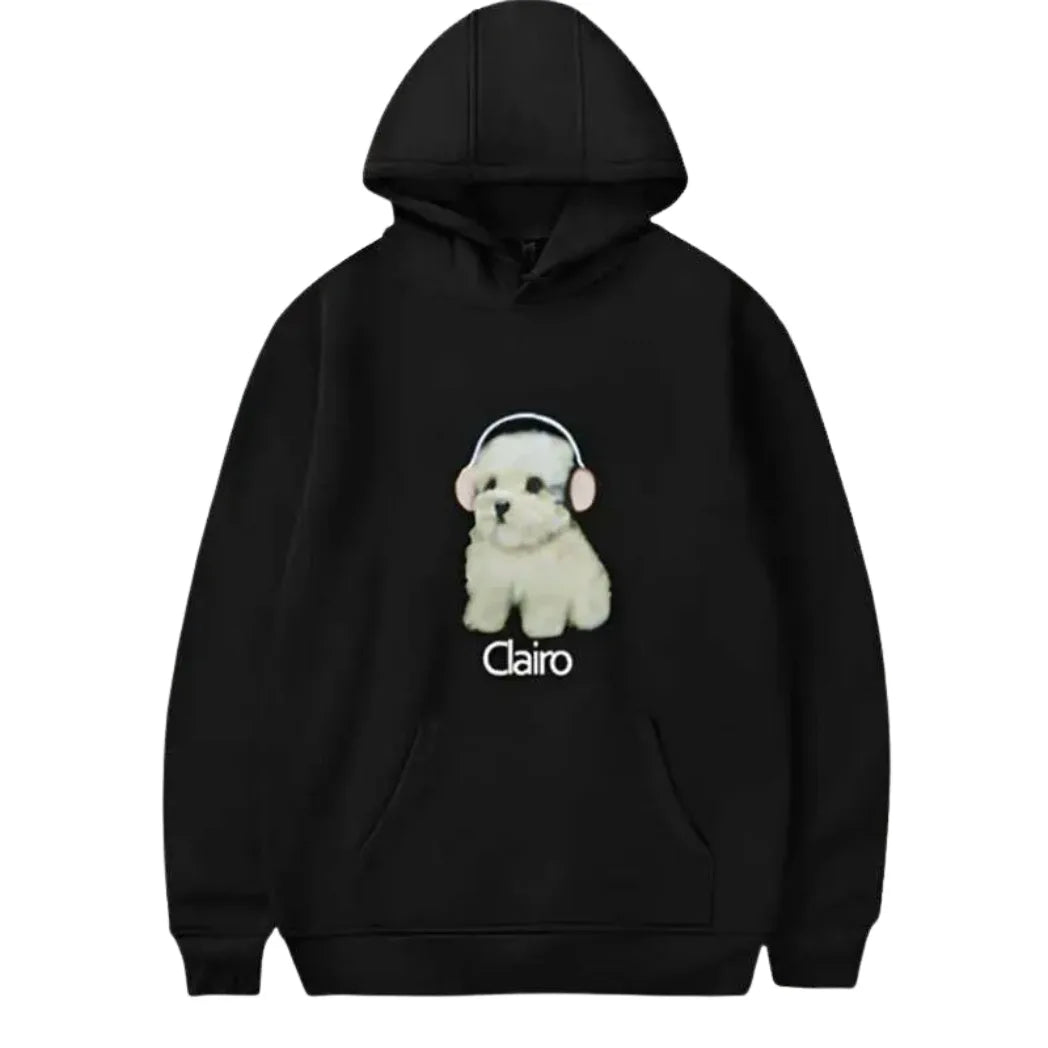 Unisex Fleece Pullover Black Hoodie with Front Kangaroo Pocket