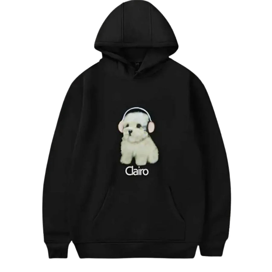 Unisex Fleece Pullover Black Hoodie with Front Kangaroo Pocket