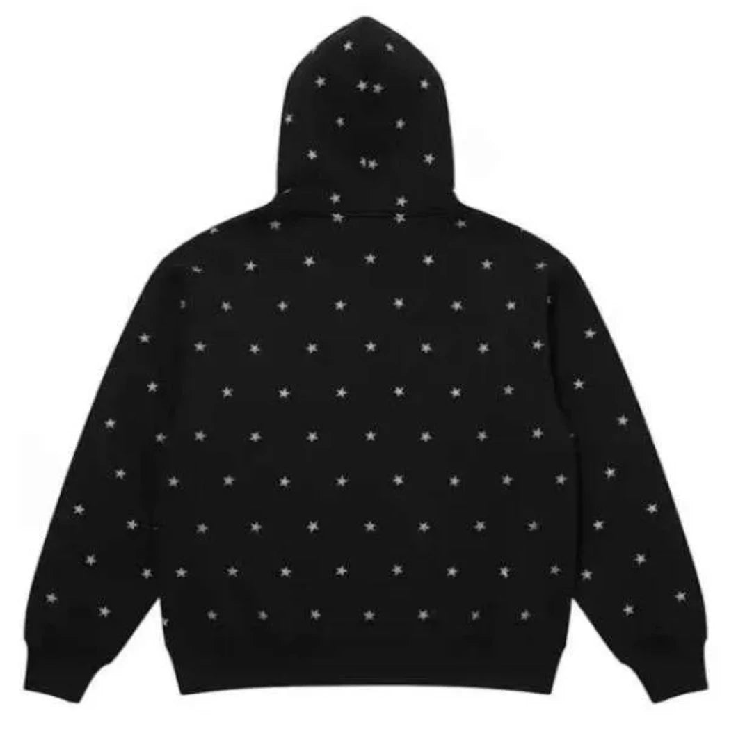 Unisex Black Streetwear Fleece Pullover Hoodie