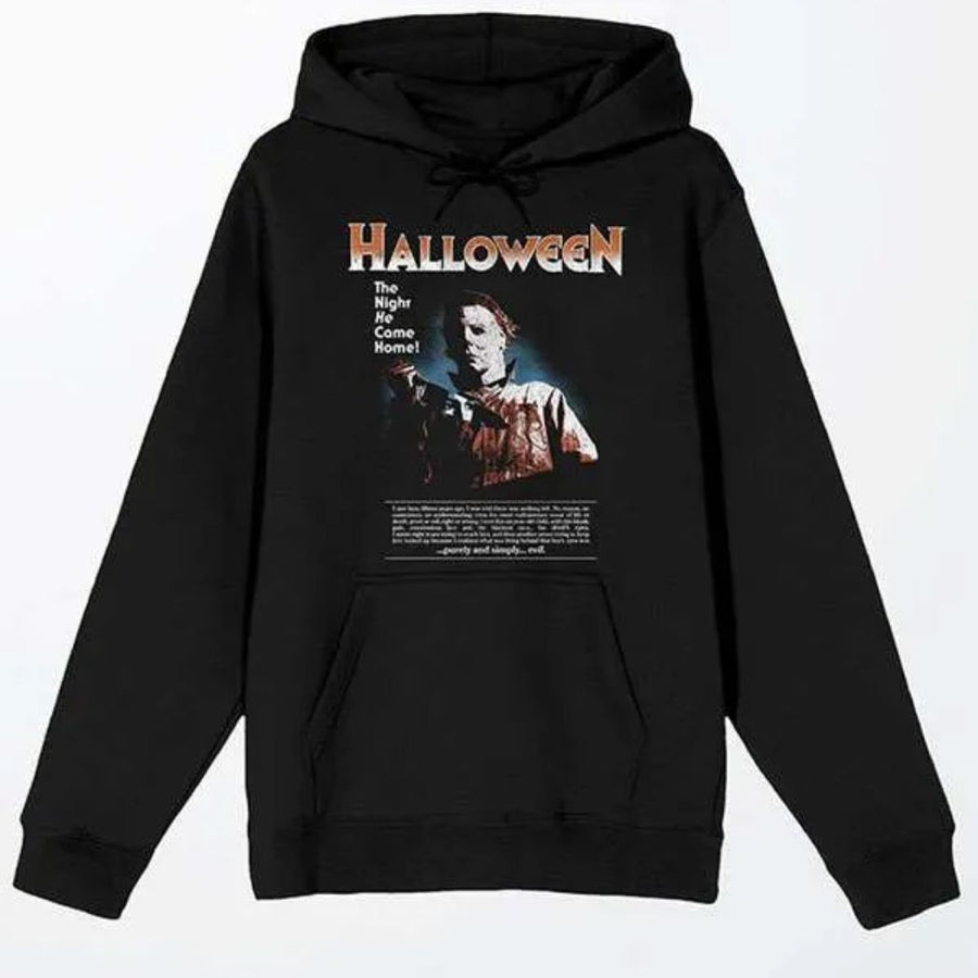 Unisex Black Pullover Hooded Fleece Jacket