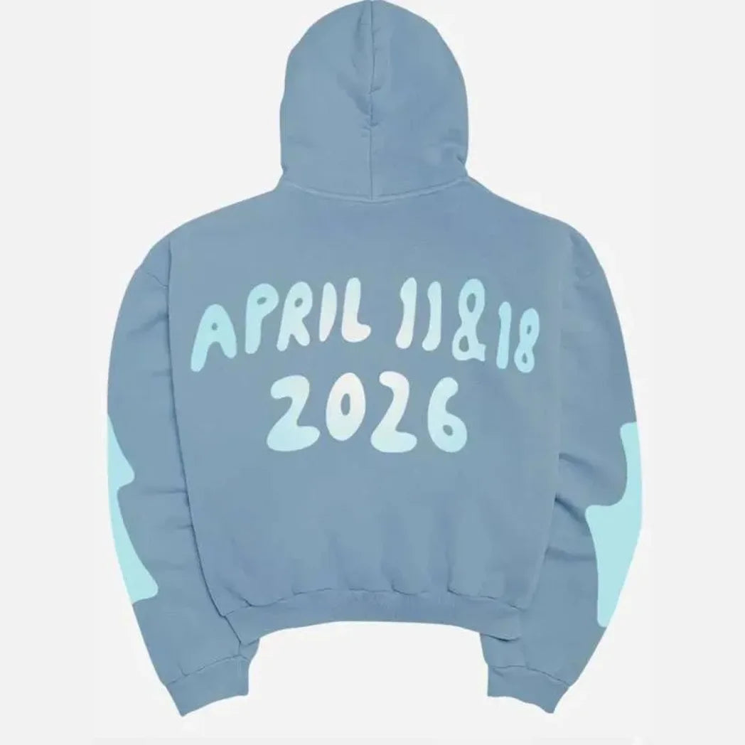 Unisex Blue Pullover Fleece Hoodie with Kangaroo Pocket