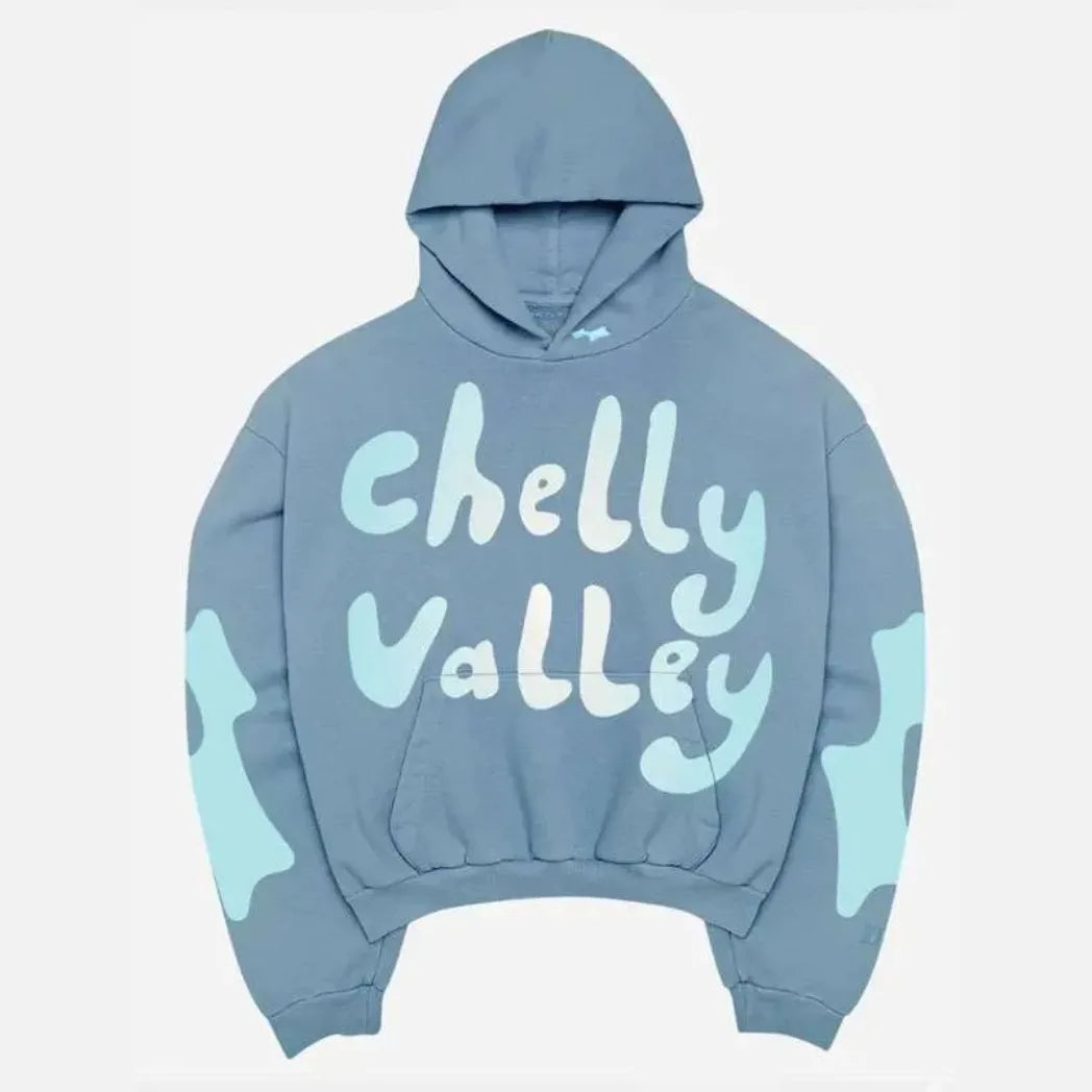 Unisex Blue Pullover Fleece Hoodie with Kangaroo Pocket