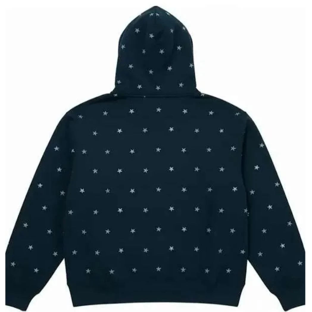 Unisex Blue Streetwear Fleece Pullover Hoodie