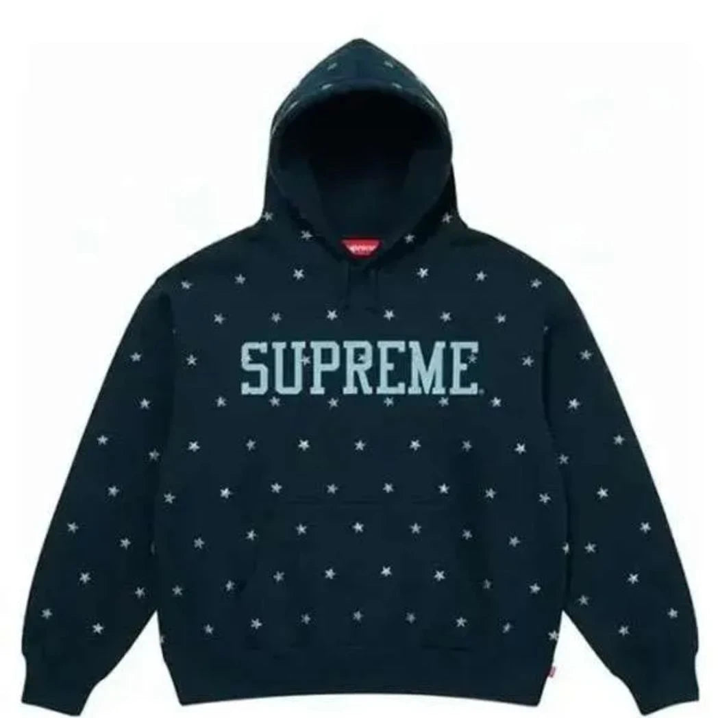 Unisex Blue Streetwear Fleece Pullover Hoodie