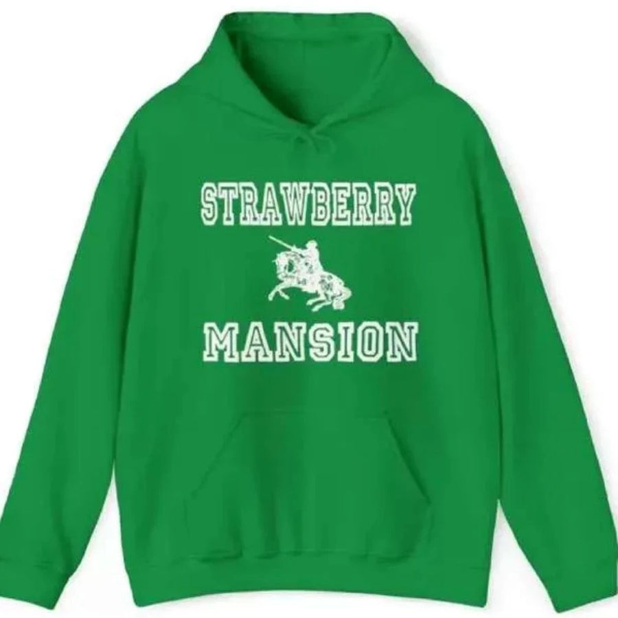 Unisex Green Color Fleece Pullover Hoodie
