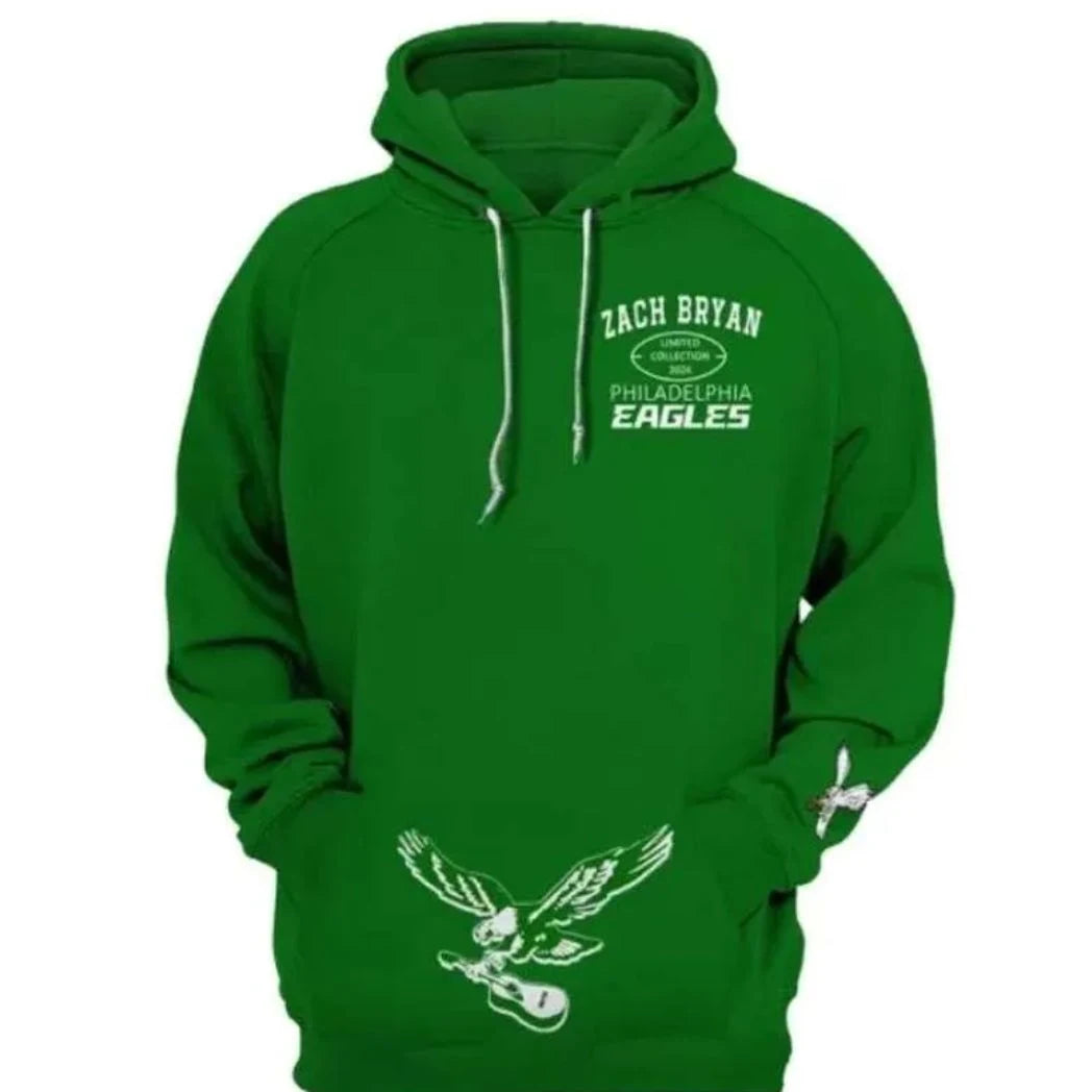 Unisex Green Color Fleece Pullover Hoodie