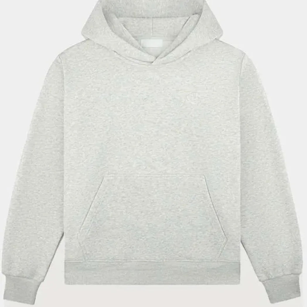 Unisex Grey Pullover Fleece Hoodie with Kangaroo Pocket