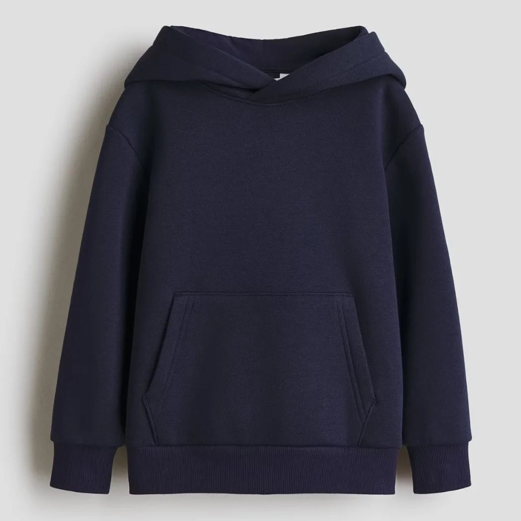 Unisex Navy Blue Organic Cotton Pullover Hoodie
