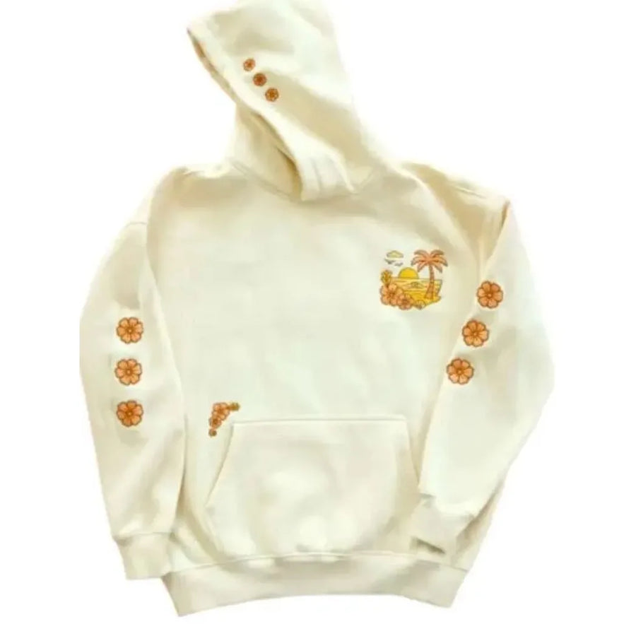 Unisex Off White Fleece Pullover Hoodie for Everyday Wear