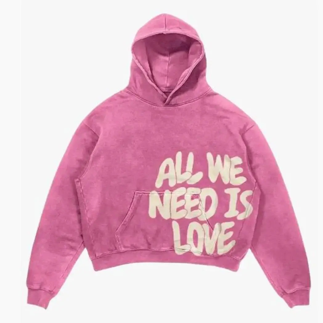 Unisex Pink Fleece Pullover Hoodie