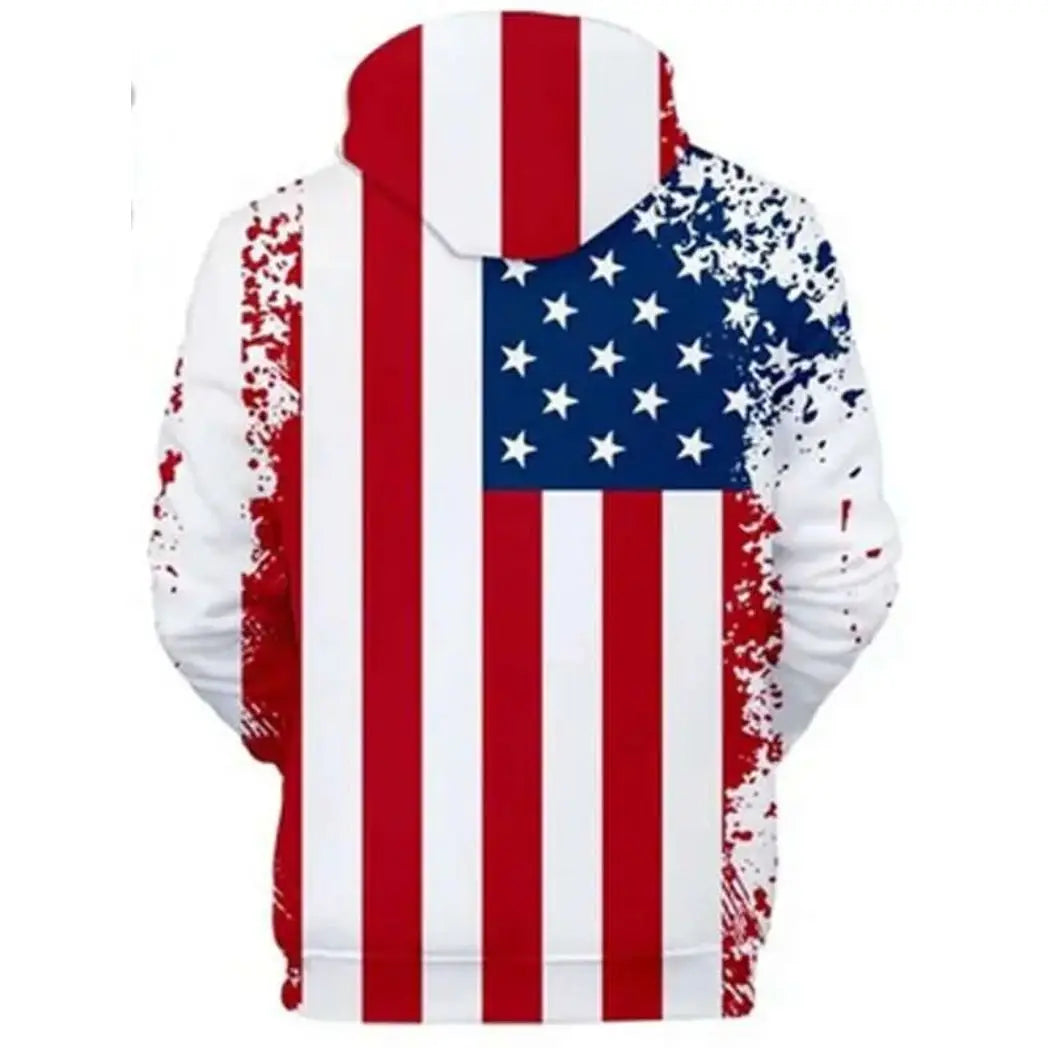 Unisex USA Flag Pullover Fleece Hoodie