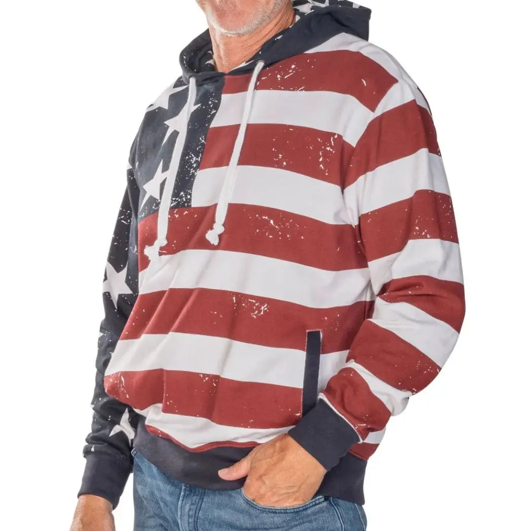 Unisex Vintage American Flag Pullover Hoodie
