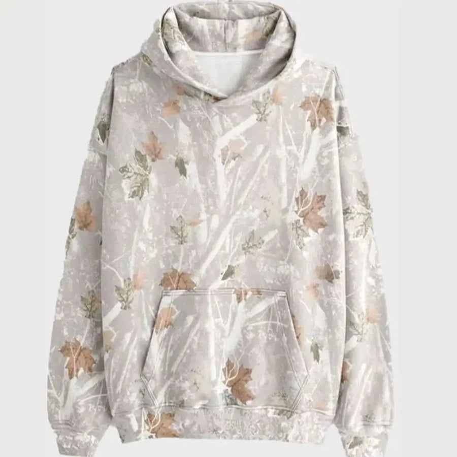 Unisex White Camo Fleece Pullover Hoodie