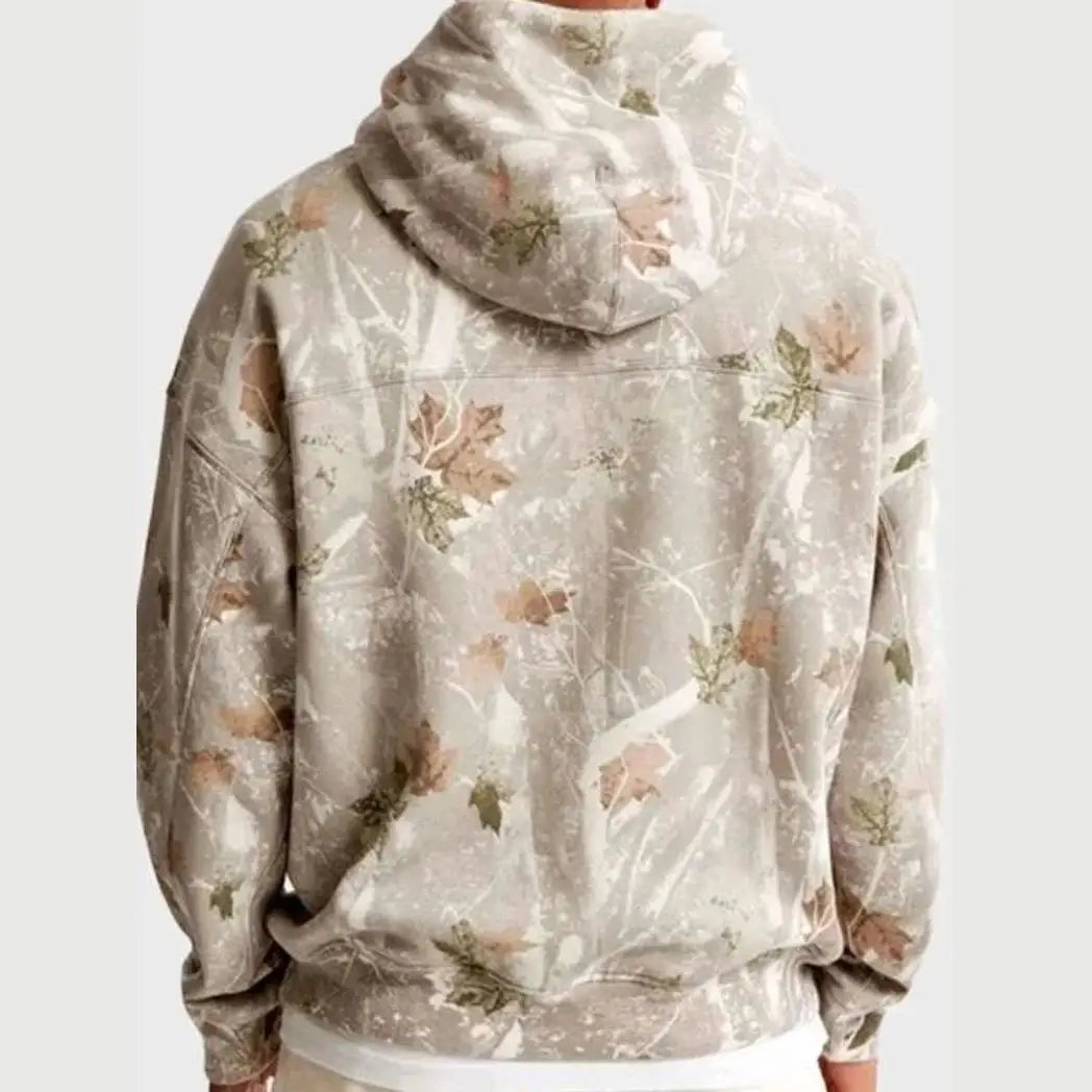 Unisex White Camo Fleece Pullover Hoodie