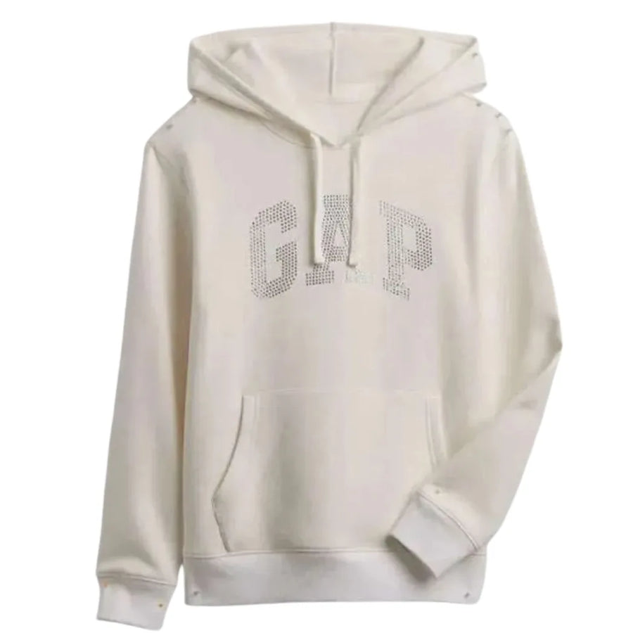 Unisex White Fleece Pullover Hoodie with Kangaroo Pocket
