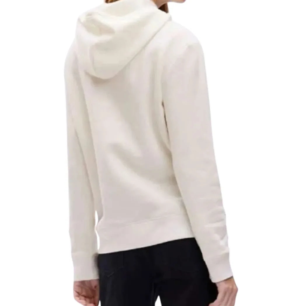 Unisex White Fleece Pullover Hoodie with Kangaroo Pocket