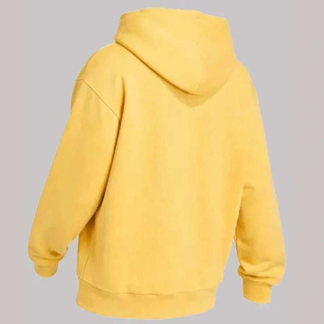 Unisex Yellow Casual Fleece Pullover Hoodie