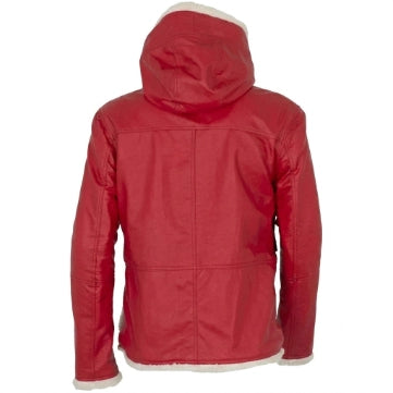 Unisex Christmas Style Red Shearling Leather Jacket