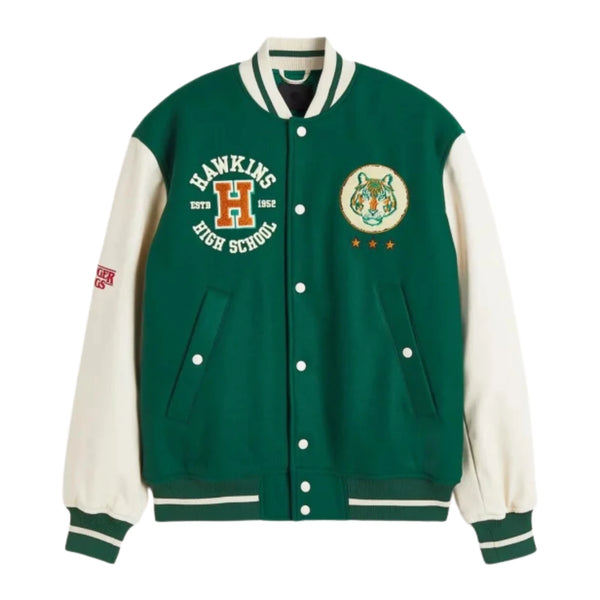 Unisex Stranger Things Hawkins Tigers Baseball Varsity Jacket