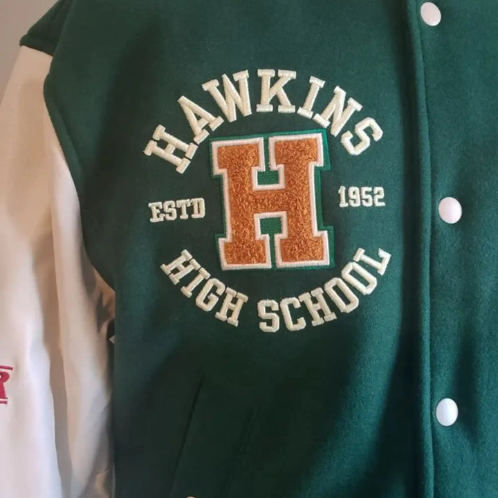 Unisex Stranger Things Hawkins Tigers Baseball Varsity Jacket