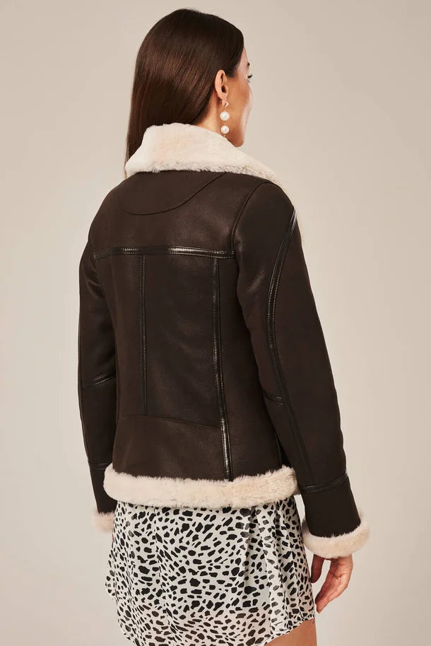 Vella - Women's Brown Shearling Jacket