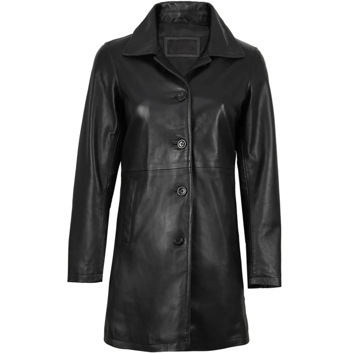 Winchester Women's Black Leather 3/4 Length Car Coat
