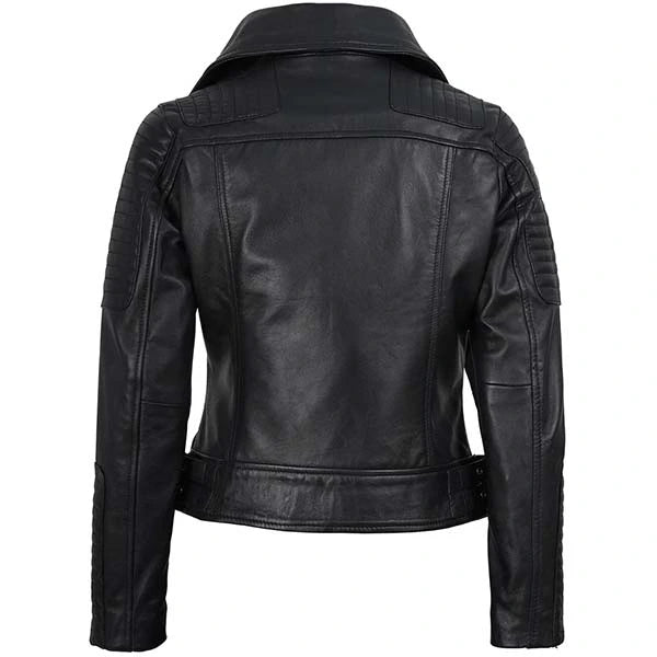 Women Asymmetrical Black Moto Leather Jacket