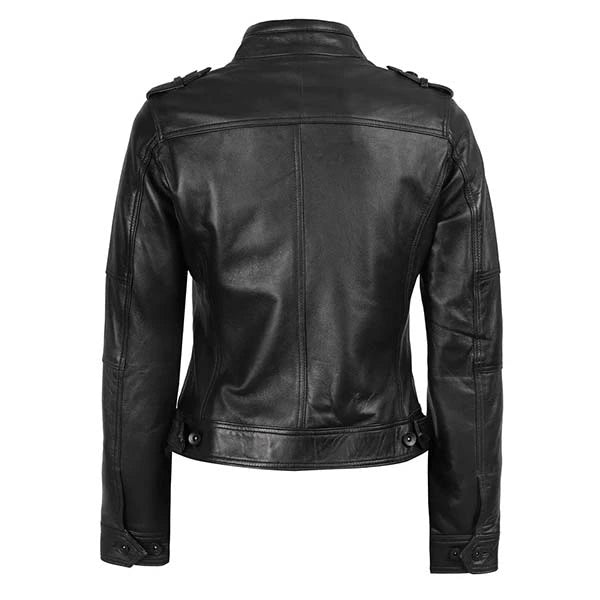 Women Tavares Black Motorcycle Leather Jacket