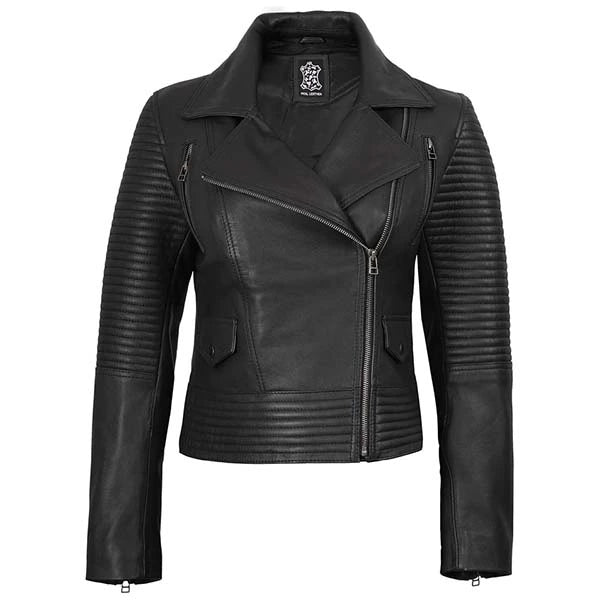 Women Black Motorcycle Leather Jacket