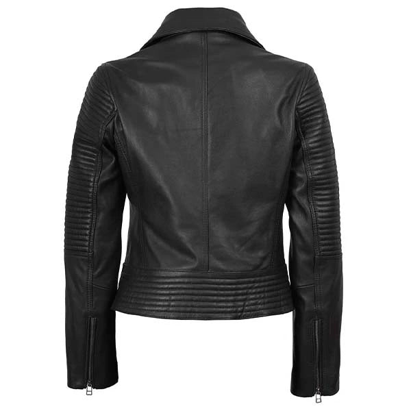 Women Black Motorcycle Leather Jacket