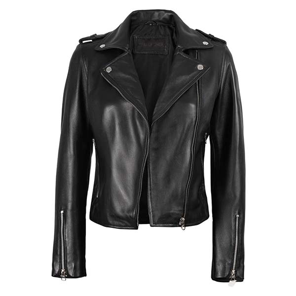 Women Motorcycle Black Leather Jacket