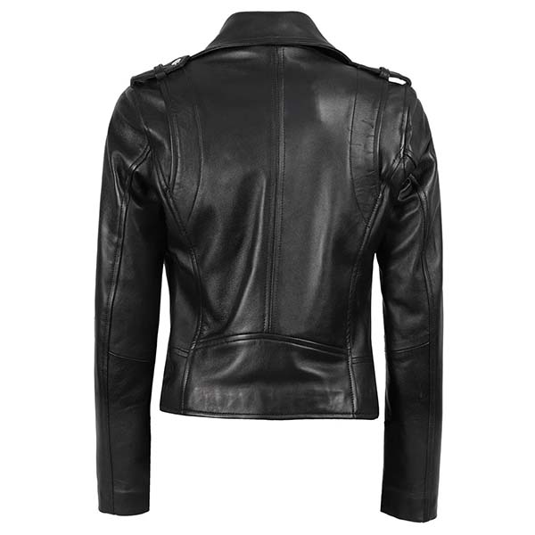 Women Motorcycle Black Leather Jacket