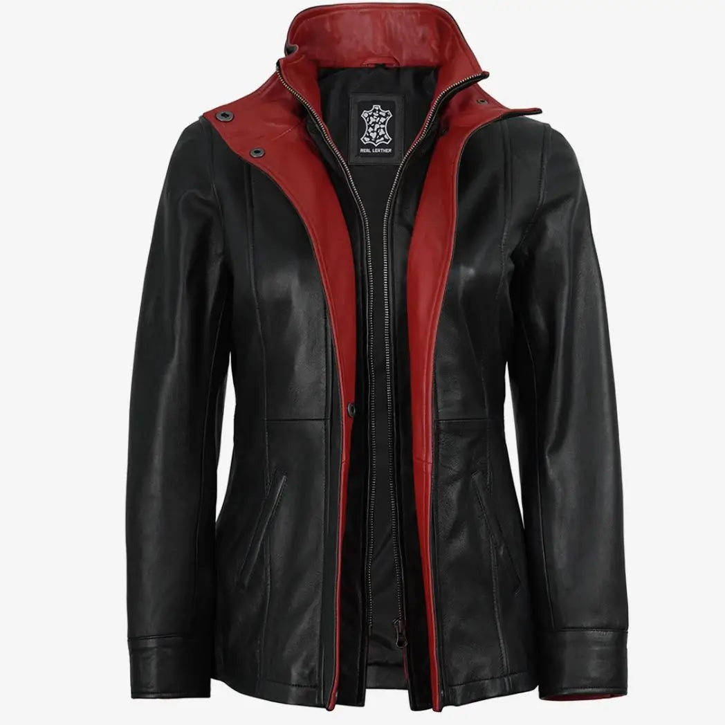 Black Real Lambskin Leather Jacket For Women