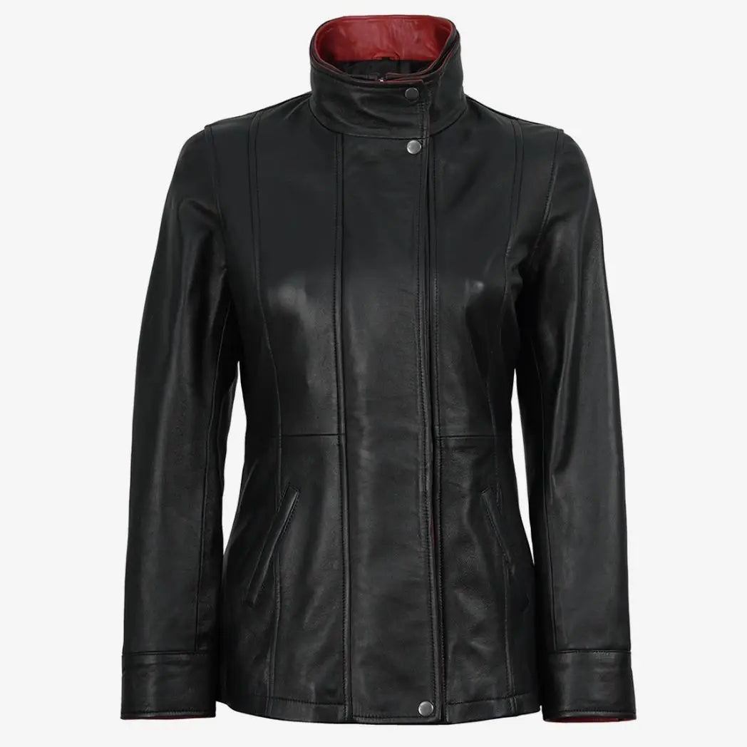 Black Real Lambskin Leather Jacket For Women