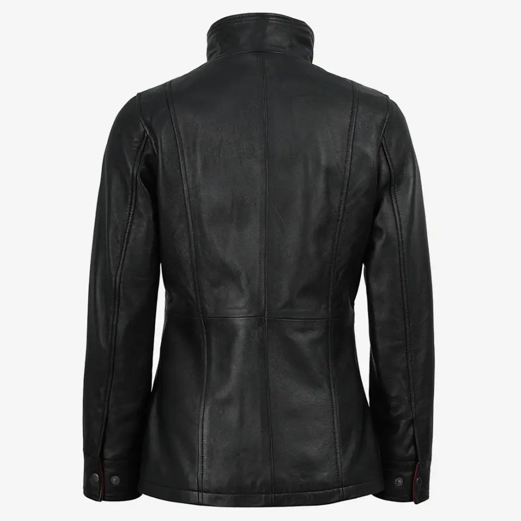 Black Real Lambskin Leather Jacket For Women