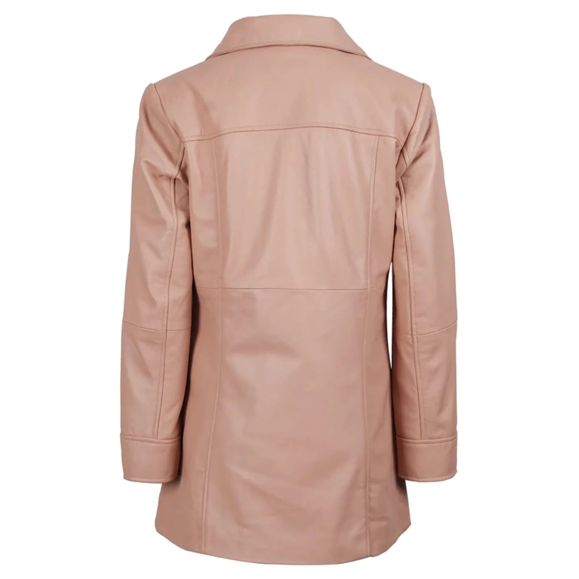 Women’s 3/4 length Pink Real Leather Car Coat