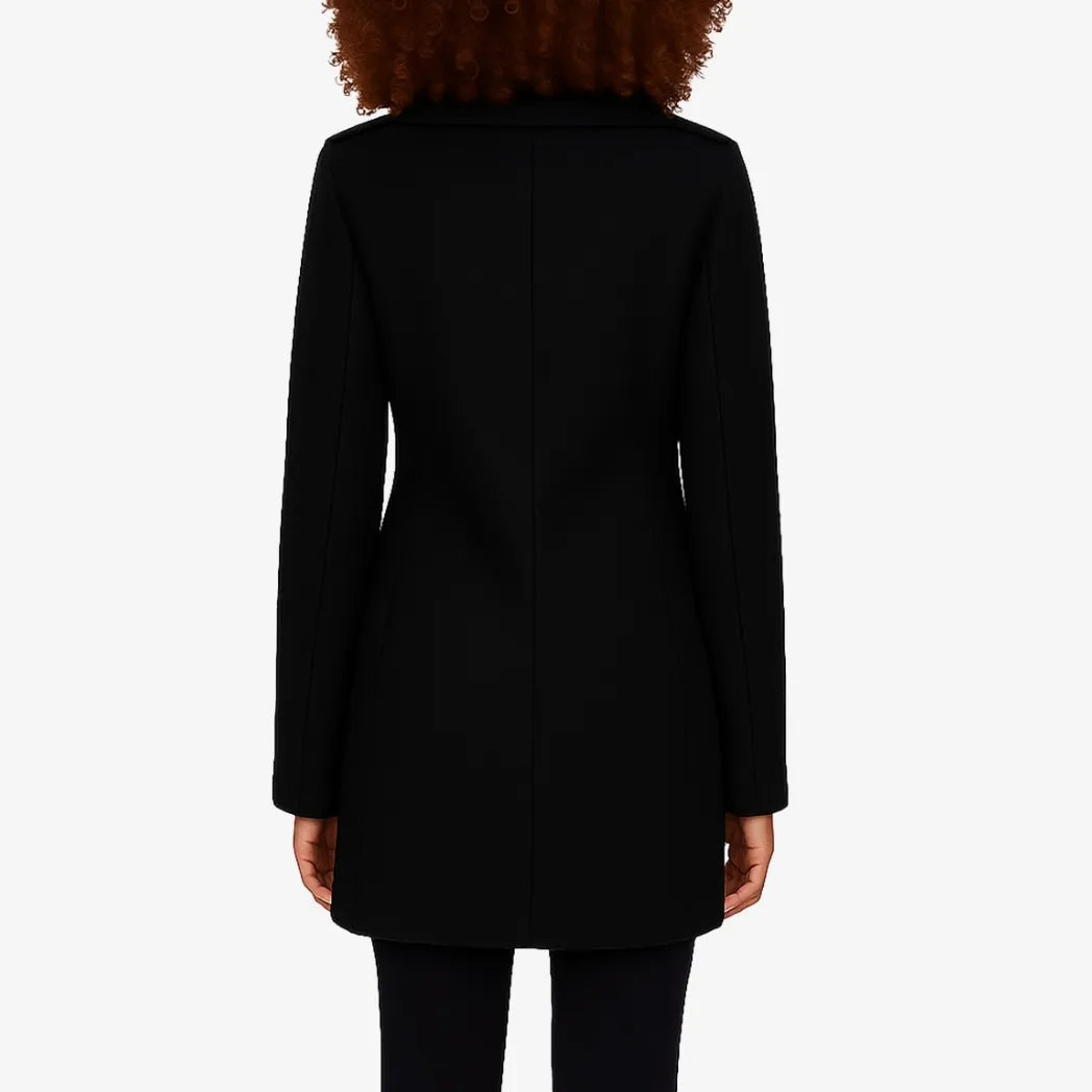 Women's Black Double Breasted Wool Peacoat