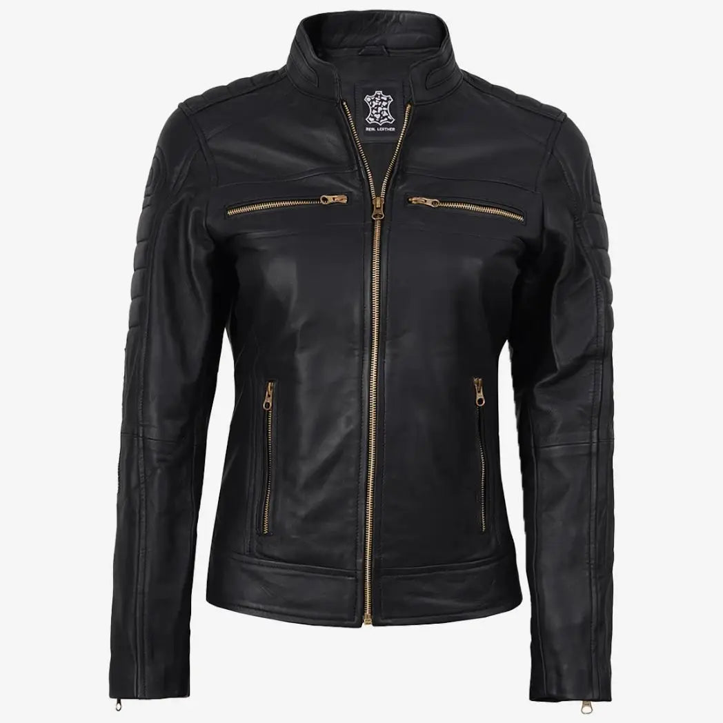 Women's Black Leather Real Lambskin Leather Jacket 