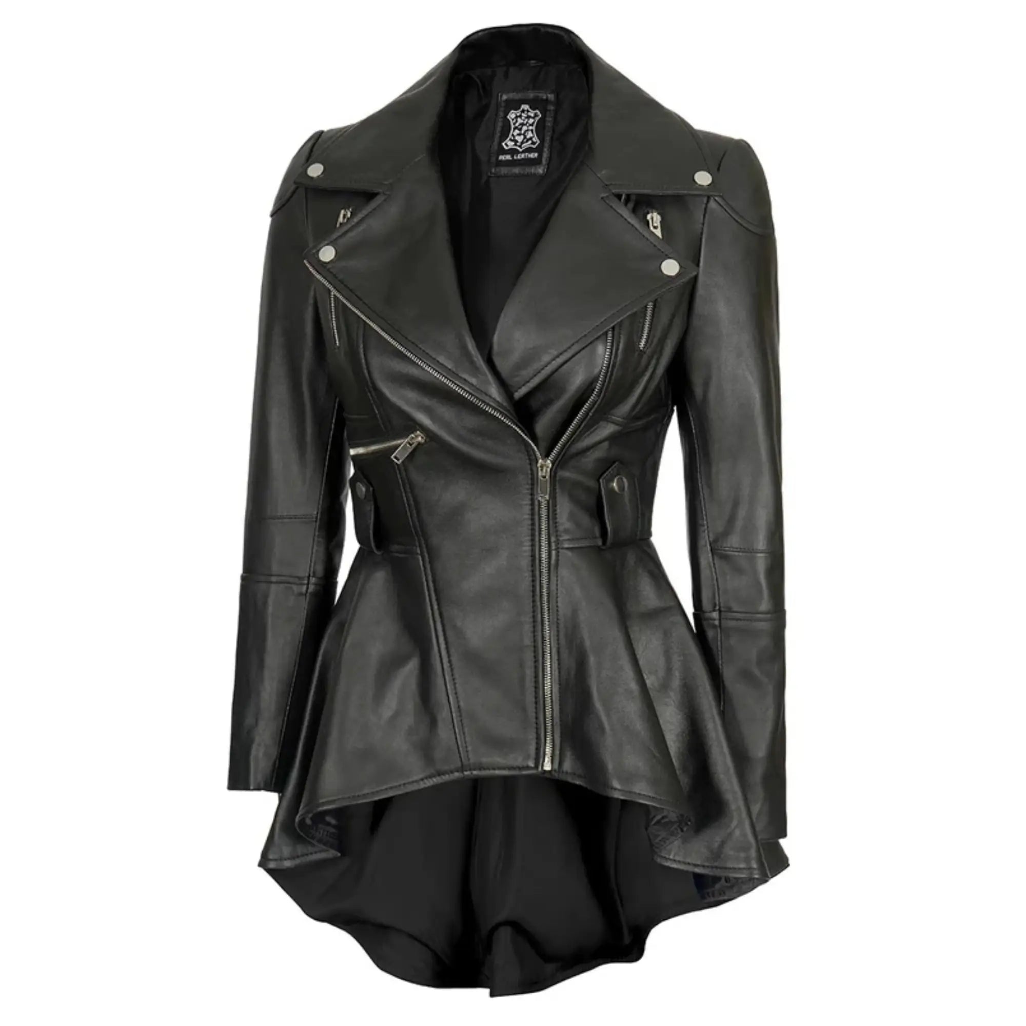 Gonzalez Women's Black Peplum Leather Jacket