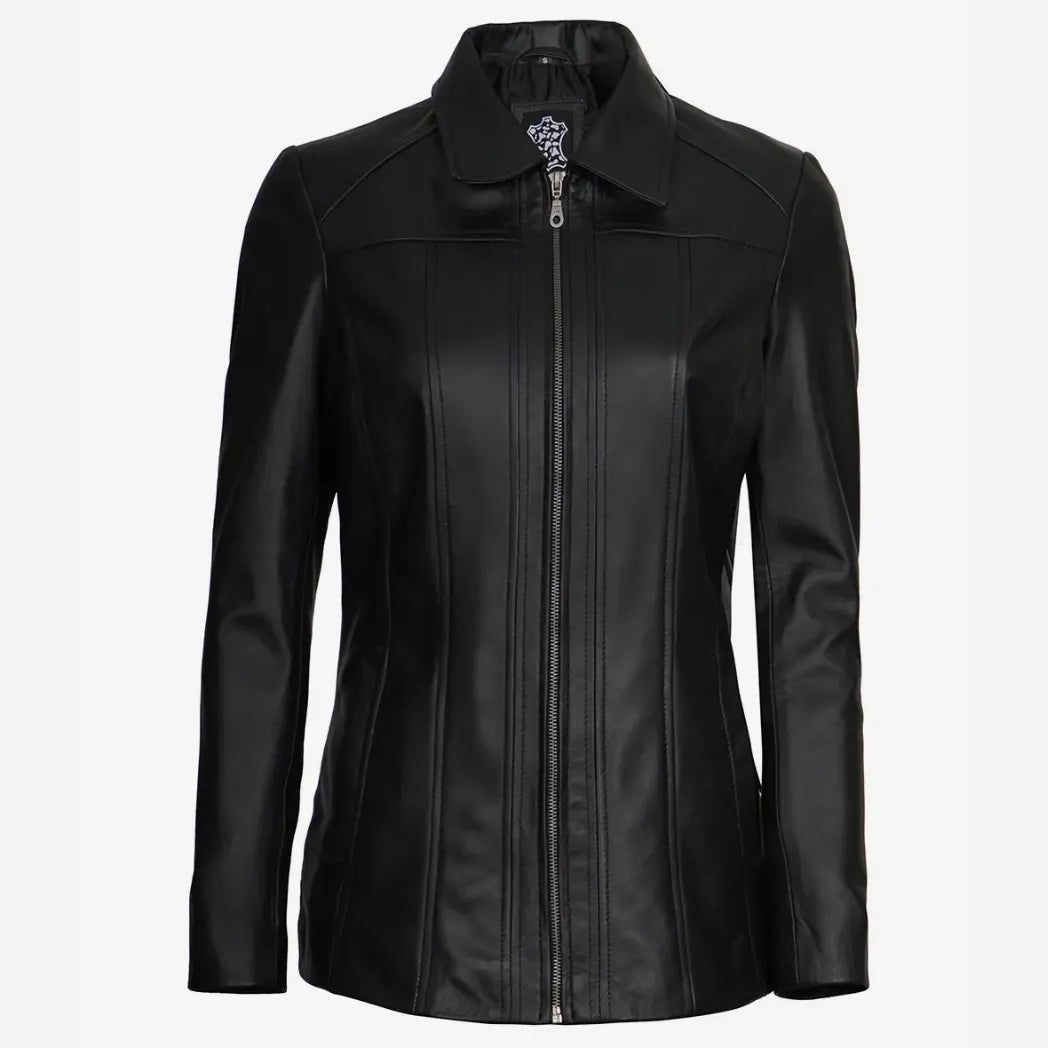 Women's Black Real Lambskin Leather Car Coat