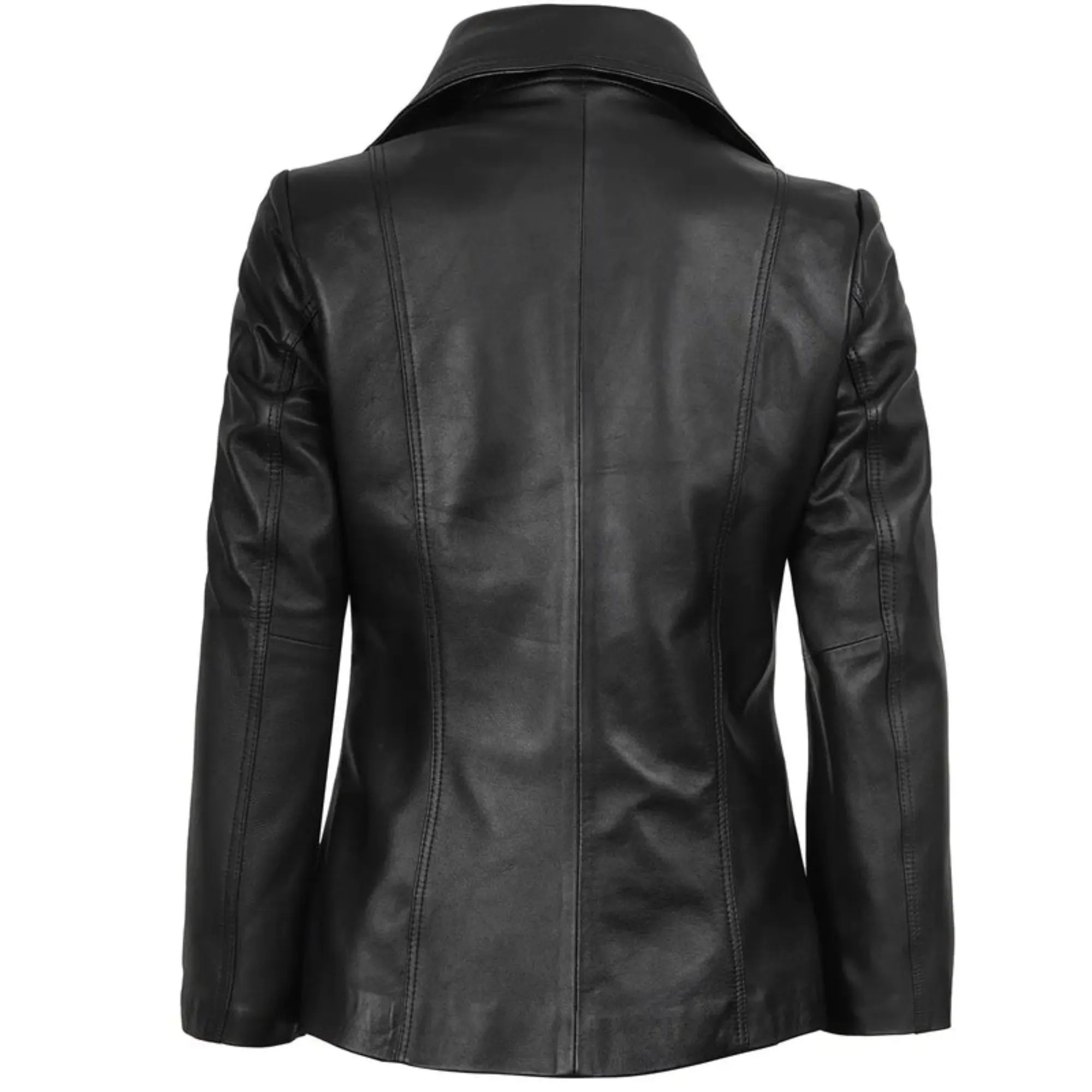Women’s Black Two Buttoned Leather Blazer