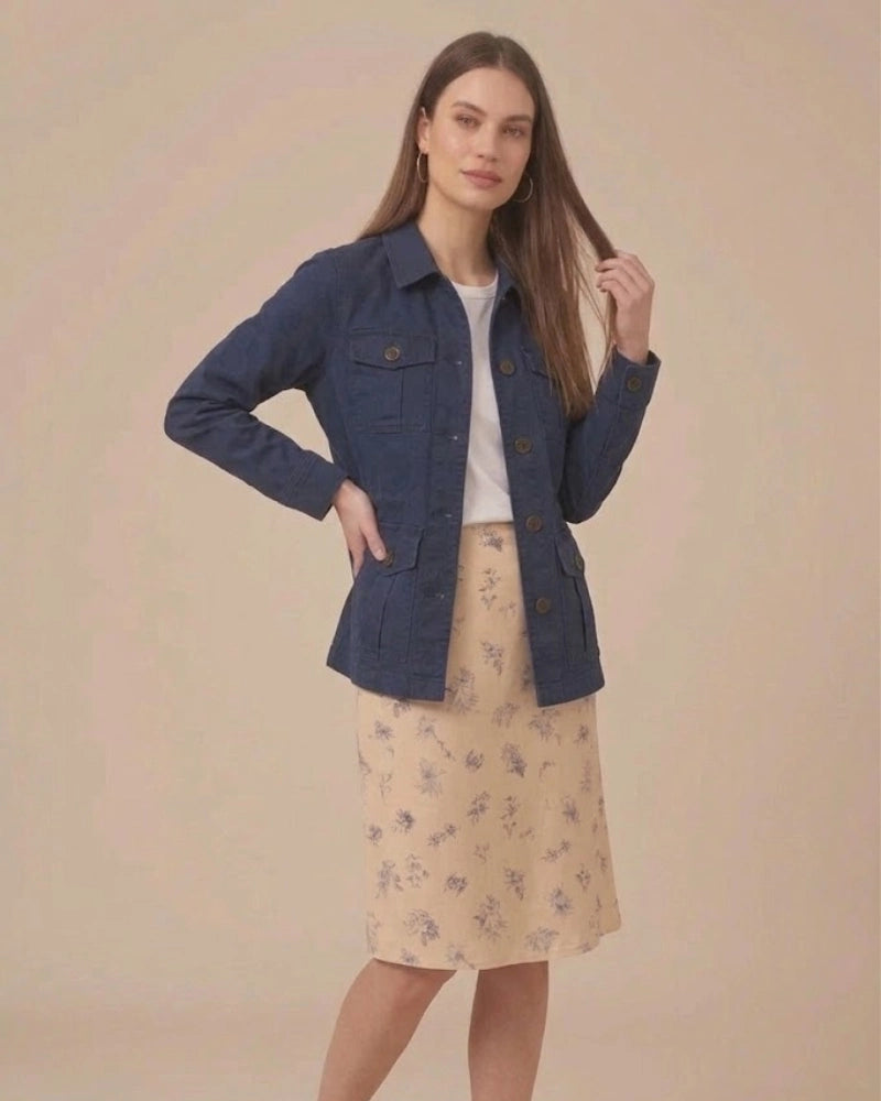 Women's Classic Navy Safari Cotton Jacket