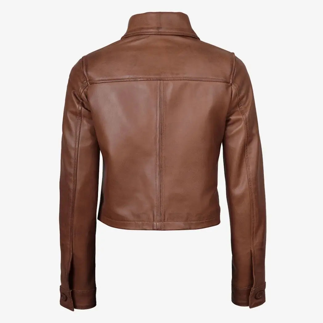 Women's Cognac Brown Real Lambskin Leather Jacket