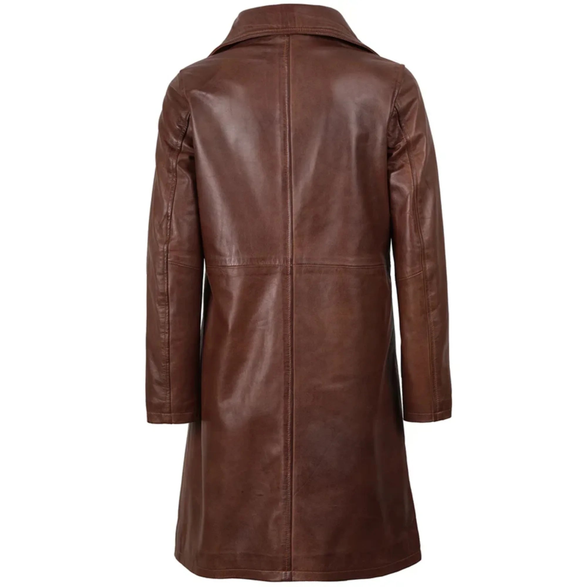 Women's Cognac Brown Real Leather 3/4 Length Coat